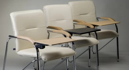 Офисный стул Самба хром со столиком (Samba T Plast) Nowystyl (Искусственная кожа V 18 кремовый)