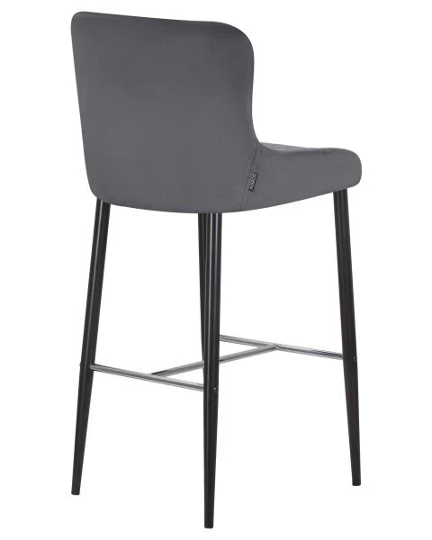 Стул барный CHRISTIAN'75 (черные ножки, темно-серый велюр (V108-91)) для кафе, ресторанов и кухни
