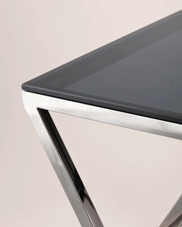 Купить Журнальный стол 55*55 ИНСИГНИЯ сталь темный хром стекло smoke по низкой цене