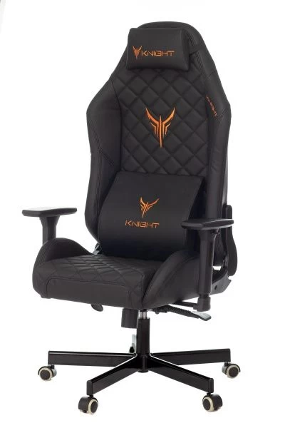 Кресло игровое Knight Rampart черный ромбик эко.кожа с подголов. крестов. металл