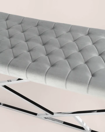 Купить Банкетка-скамейка АРТ ДЕКО велюр серый сталь серебро в интернет-магазине КупиКресла.ру