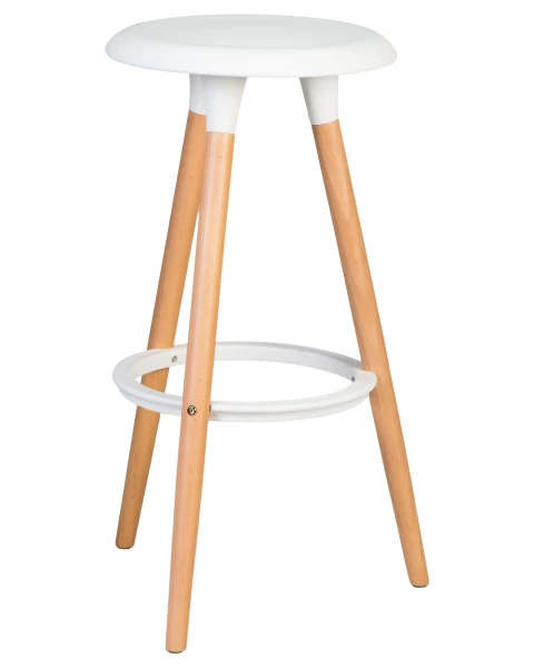 Купить Набор 4 шт Табурет барный DOBRIN ROYCE, ножки светлый бук, цвет белый (W-02) по низкой цене