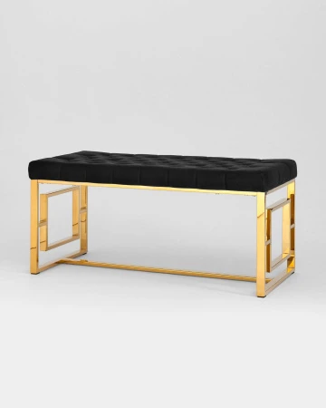 Купить Банкетка-скамейка БРУКЛИН велюр черный сталь золото в интернет-магазине КупиКресла.ру
