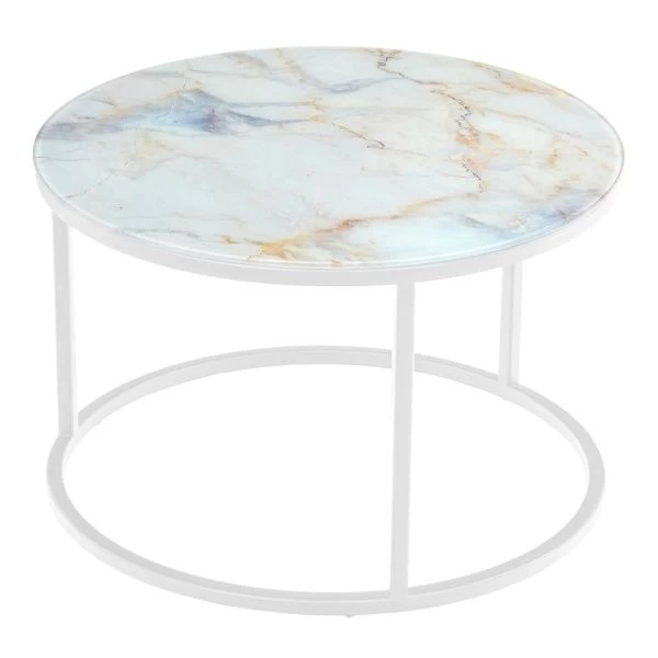 Купить Набор кофейных столиков Tango бежевый мрамор с белыми ножками, 2шт по низкой цене