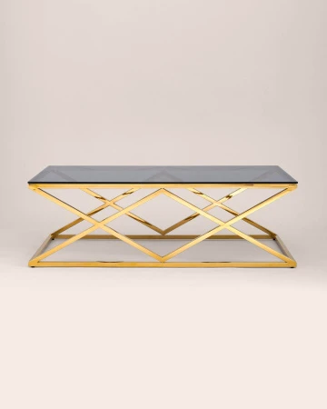 Купить Журнальный стол 120*60 ИНСИГНИЯ золото стекло smoke по низкой цене