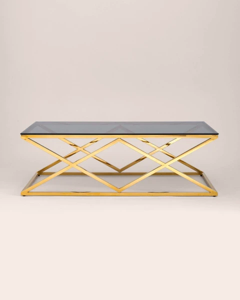 Купить Журнальный стол 120*60 ИНСИГНИЯ золото стекло smoke по низкой цене