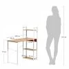 Купить Стол письменный с полками Frame 100x45x110 см, светлое дерево, белый по низкой цене