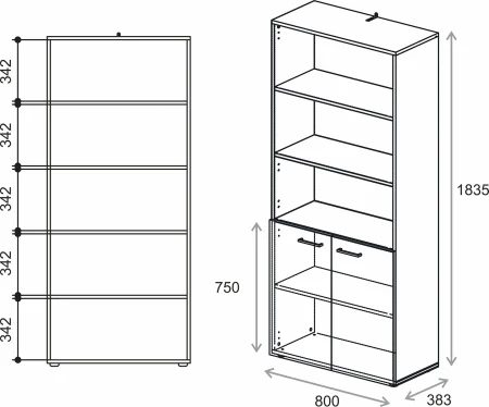 Купить Шкаф полузакрытый Everprof EVO (ЭВО) 800х383x1835 Белый/Дуб Пасадена по низкой цене