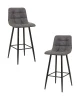 Набор 2 шт Стул барный DOBRIN NICOLE, черные матовые ножки, серая антрацитовая винтажная экокожа (RU-08)