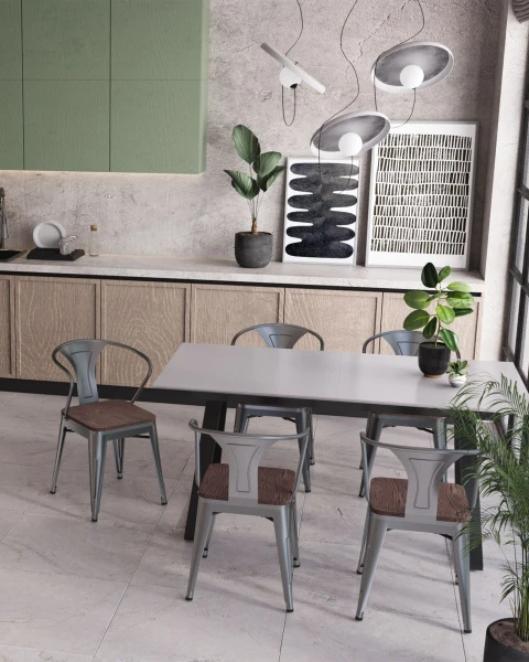 Купить Стол обеденный Детройт раскладной 160-200*90 серый по низкой цене