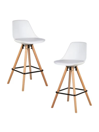 Набор 2 шт Стул полубарный DOBRIN RONNI, ножки светлый бук, белый (ZL-W-02)