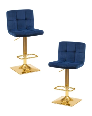 Набор 2 шт Стул барный DOBRIN GOLDIE, синий велюр (MJ9-117)