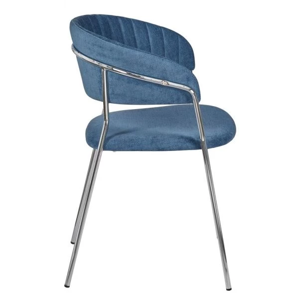 Купить Стул Turin синий вельвет с хромированными ножками по низкой цене