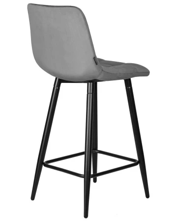 Купить Стул полубарный DOBRIN OLIVIA, черные матовые ножки, темно-серый велюр (108-91) по выгодной цене для кафе, ресторанов и кухни