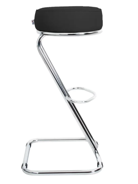 Барный стул Zeta Chrome (Зета) хром  V - Искусственная кожа  Черный