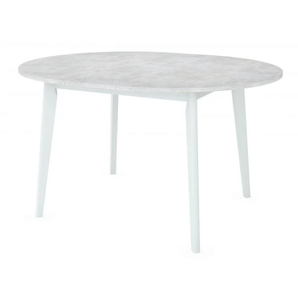 Купить Стол Oslo круглый раскладной 110-140x110x76см, Бетон лайт, белый по низкой цене