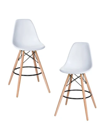 Набор 2 шт Стул барный DOBRIN DSW BAR, ножки светлый бук, цвет сиденья белый (W-02)