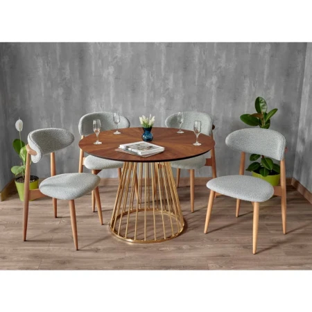 Купить Стул Lucas тёмно-серый букле с ножками цвета орех по низкой цене