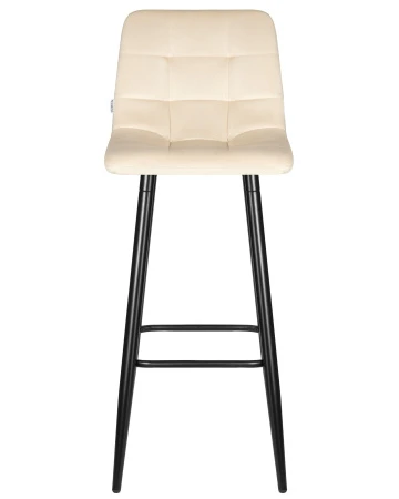 Купить Стул барный DOBRIN NICOLE, черные матовые ножки, кремовый велюр (108-113) по выгодной цене для кафе, ресторанов и кухни