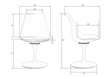 Купить Стул обеденный DOBRIN TULIP, черное основание, цвет черный (B-03) по низкой цене
