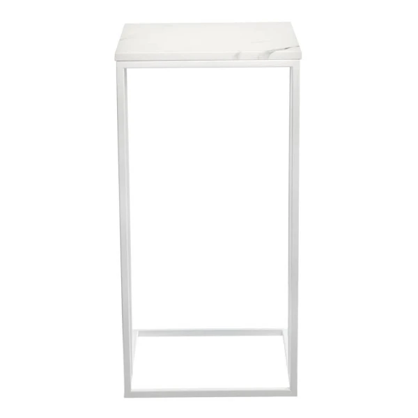 Купить Придиванный столик Loft 35x35см, белый мрамор с белыми ножками по низкой цене