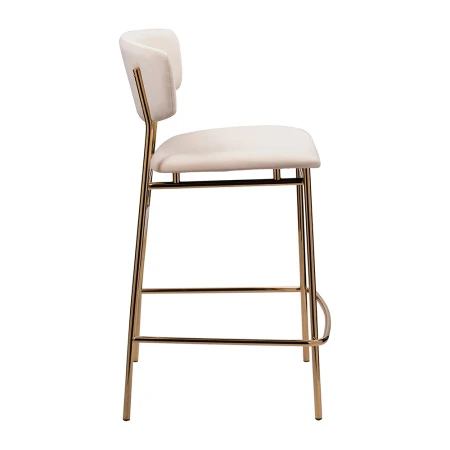 Купить Стул полубарный Elle кремовый с золотыми ножками по выгодной цене для кафе, ресторанов и кухни