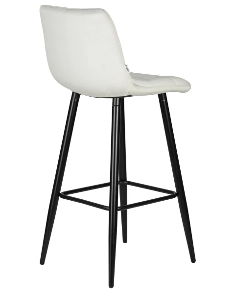 Стул барный DOBRIN NICOLE, черные матовые ножки, светло-серый велюр (108-52) для кафе, ресторанов и кухни