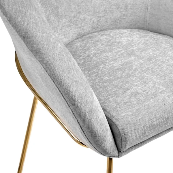 Купить Стул-полукресло Martin серый шенилл, золотые ножки по низкой цене
