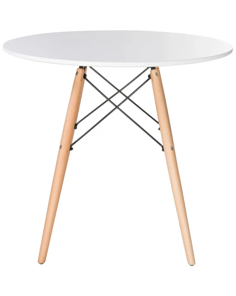 Купить Стол обеденный DOBRIN CHELSEA`80, ножки светлый бук, столешница белая по низкой цене