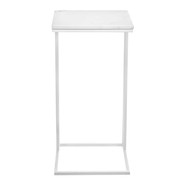 Купить Придиванный столик Loft 35x35см, белый мрамор с белыми ножками по низкой цене
