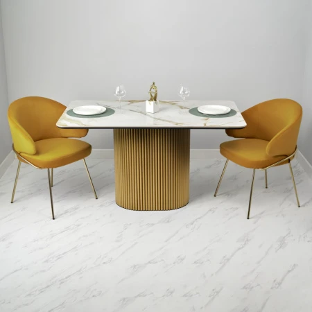 Купить Стол Festa 140x85x77см, керамогранит Calacatte gold мрамор по низкой цене
