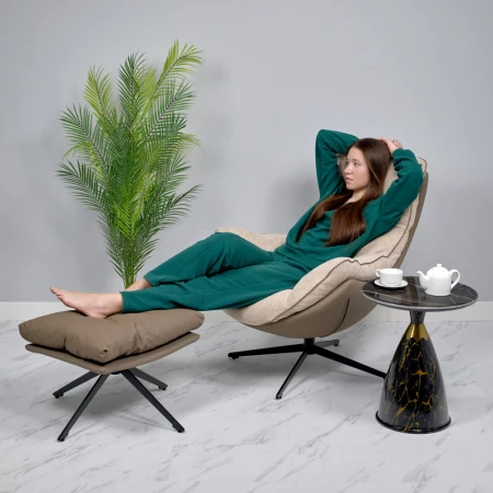 Купить Оттоманка HUG латте, экокожа по низкой цене