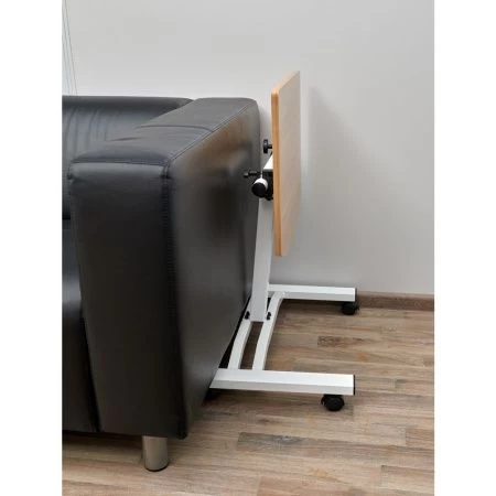 Купить Стол многофункциональный на колёсах, 48x40 см, «РОЛЕТ», 1 ножка, регул.высота, мдф, металл, св. дерево, белый по низкой цене