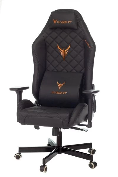 Кресло игровое Knight Rampart черный ромбик эко.кожа с подголов. крестов. металл