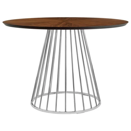 Купить Стол Liverpool диам.110см, шпон орех лучевой набор, с хромированными ножками по низкой цене