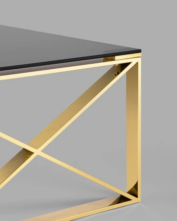 Купить Журнальный стол 120*60 КРОСС золото стекло smoke по низкой цене