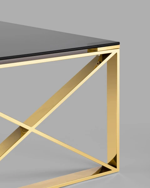 Купить Журнальный стол 120*60 КРОСС золото стекло smoke по низкой цене