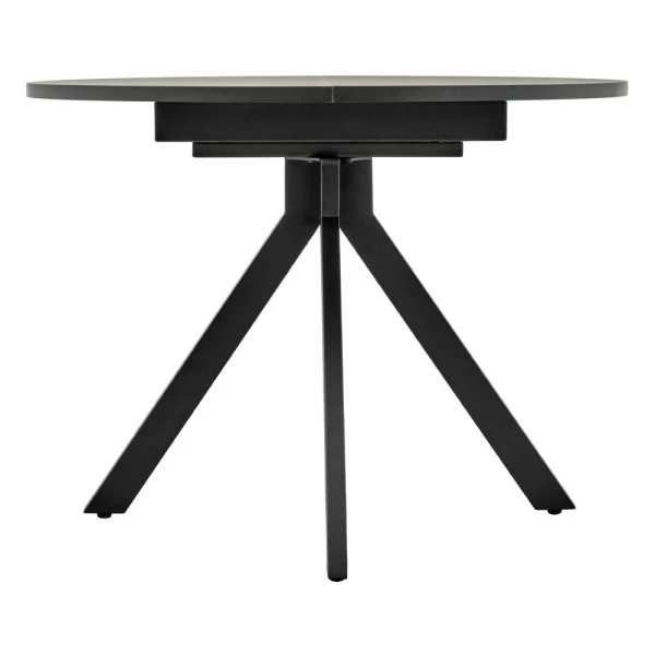 Купить Стол Rudolf круглый раскладной 100-130x100x75см, Бетон слюда, чёрный по низкой цене