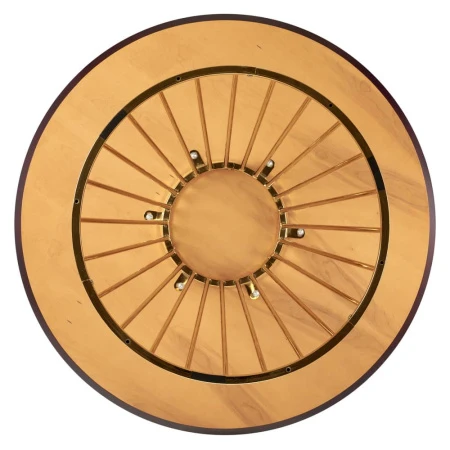 Купить Стол Liverpool диам.110см, шпон орех лучевой набор, с золотистыми ножками по низкой цене