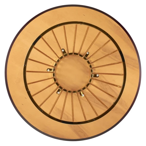 Купить Стол Liverpool диам.110см, шпон орех лучевой набор, с золотистыми ножками по низкой цене