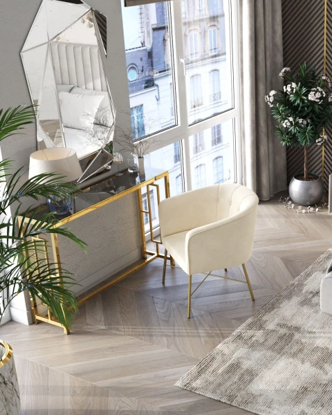 Купить Кресло Шале велюр бежевый по низкой цене