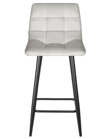 Купить Стул полубарный DOBRIN OLIVIA, черные матовые ножки, светло-серый велюр (108-52) по выгодной цене для кафе, ресторанов и кухни