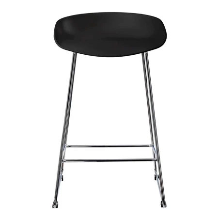 Купить Стул полубарный Neo чёрный с хромированными ножками по выгодной цене для кафе, ресторанов и кухни