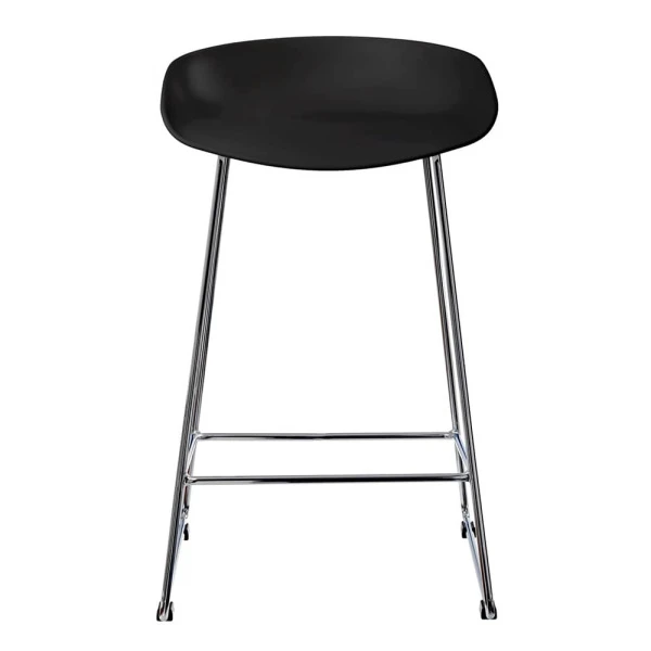 Стул полубарный Neo чёрный с хромированными ножками для кафе, ресторанов и кухни