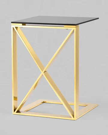 Купить Журнальный стол 40*40 КРОСС золото стекло smoke по низкой цене