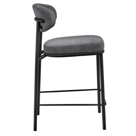 Купить Стул полубарный Lucas 2 серый шенилл с чёрными ножками по выгодной цене для кафе, ресторанов и кухни