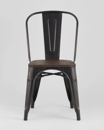 Купить Стул TOLIX WOOD черный патина золото по низкой цене