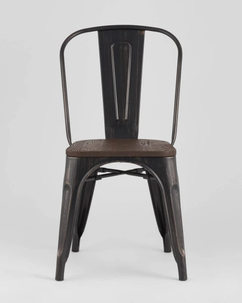 Купить Стул TOLIX WOOD черный патина золото по низкой цене