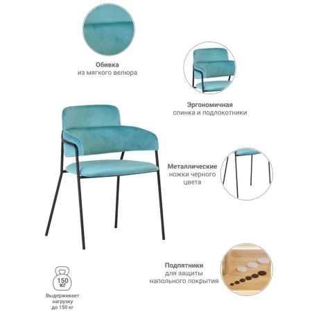 Купить Стул Napoli светло-бирюзовый с чёрными ножками в интернет-магазине КупиКресла.ру