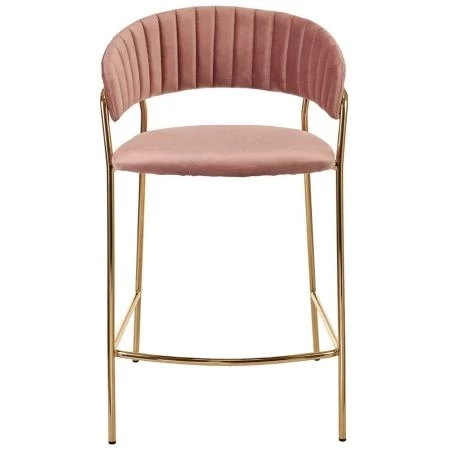 Купить Стул полубарный Turin пудровый с золотыми ножками по выгодной цене для кафе, ресторанов и кухни